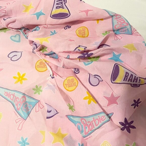 Vintage 1998 Barbie Cheerleader Go Team Cheer Full Fitted Sheet - Picture 12 of 15